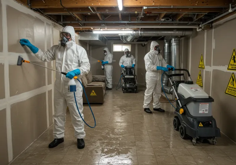 Basement Moisture Removal and Structural Drying process in Jamestown, NC